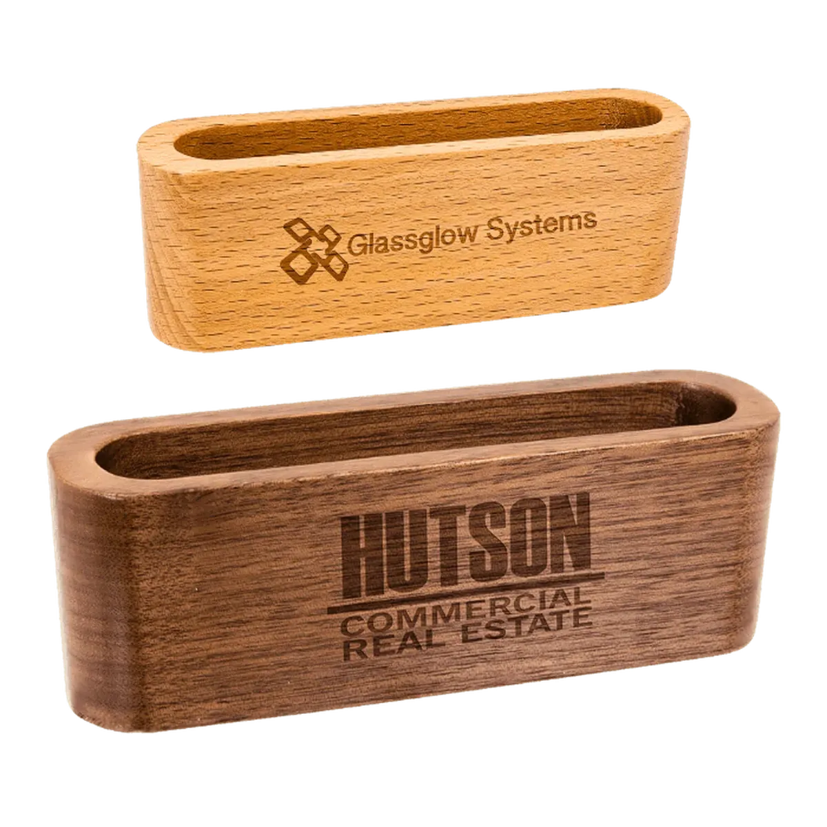 Engraved Wood Business Card Holder - Personalized Card Holders