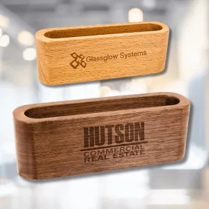 Engraved Wood Business Card Holder - Personalized Card Holders