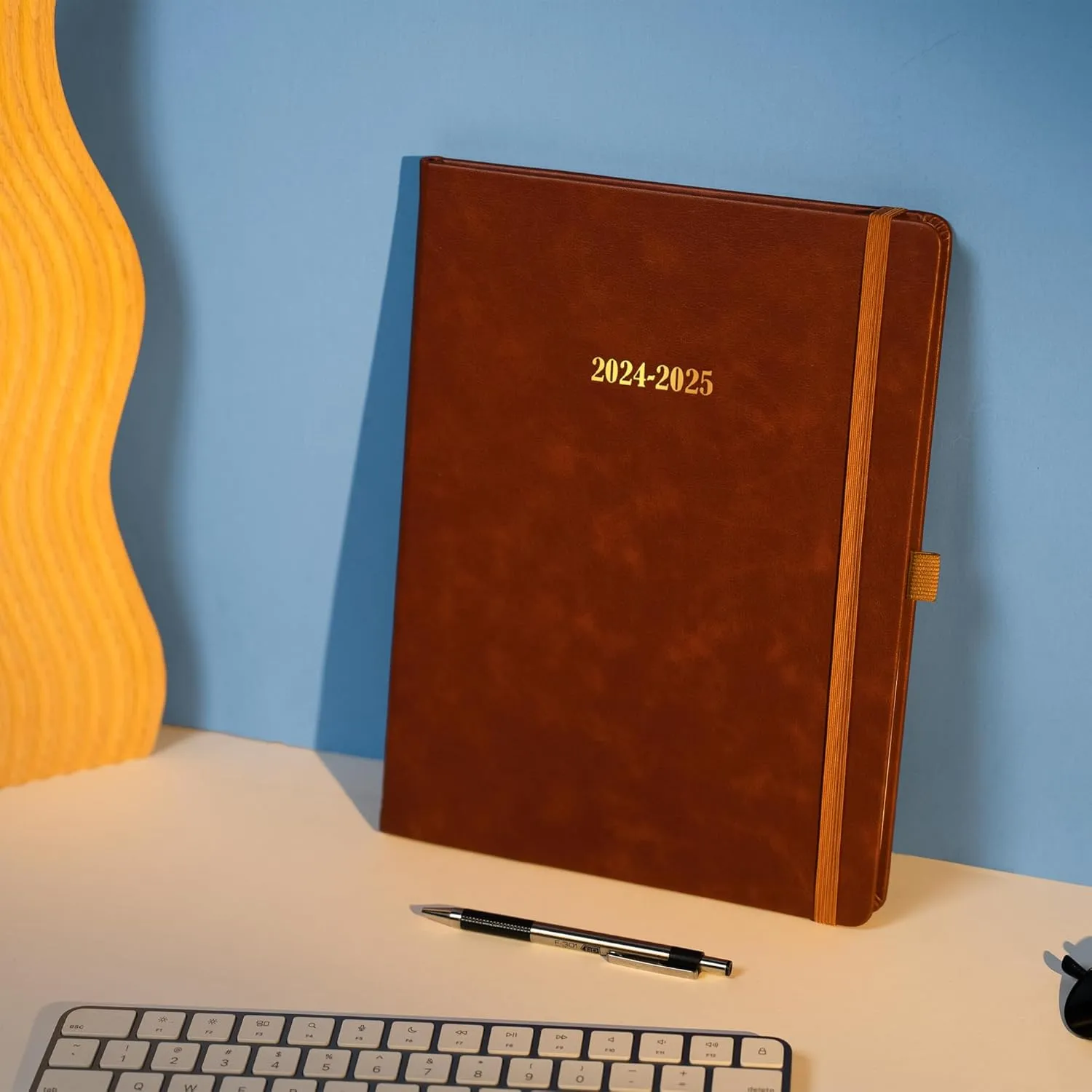 Ensight 2025-2026 HARDCOVER Leather Planner Weekly & Monthly - 8.5x11 Inches - Academic Planner Business Personal or Student - Pen Holder, Thick Paper, July 2025 - June 2026 (Dark Brown)