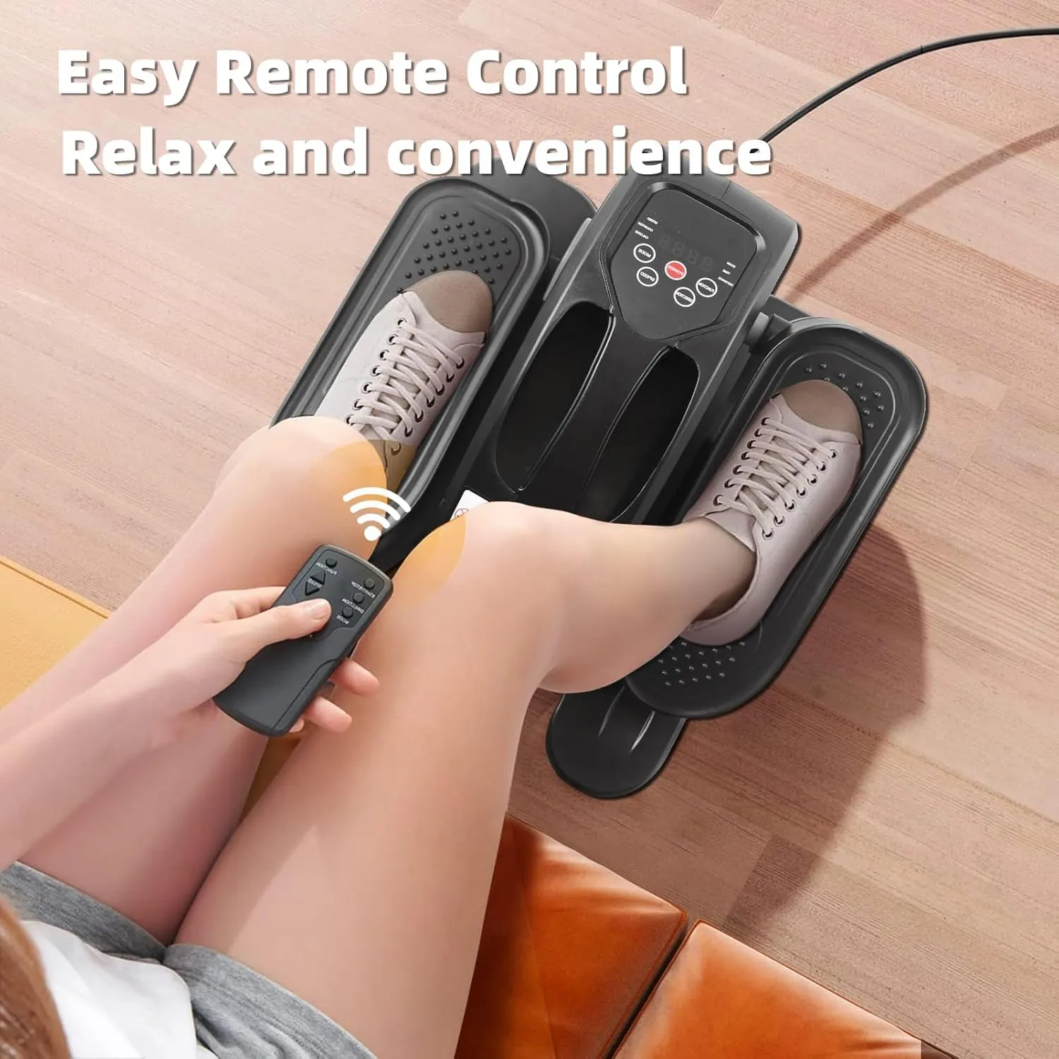 ESL Under Desk Elliptical - Portable Leg Exerciser for Seniors, Compact Seated Elliptical with Remote Control, LCD Display Electric Elliptical Trainers