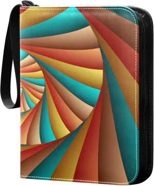 Exnundod Colorful Spiral Trading Card Binder for Cards, Turquoise Orange Card Album 4-Pockets for 400 Cards with Removable Sleeves PU Baseball Card Holder Football Sports Card Collection