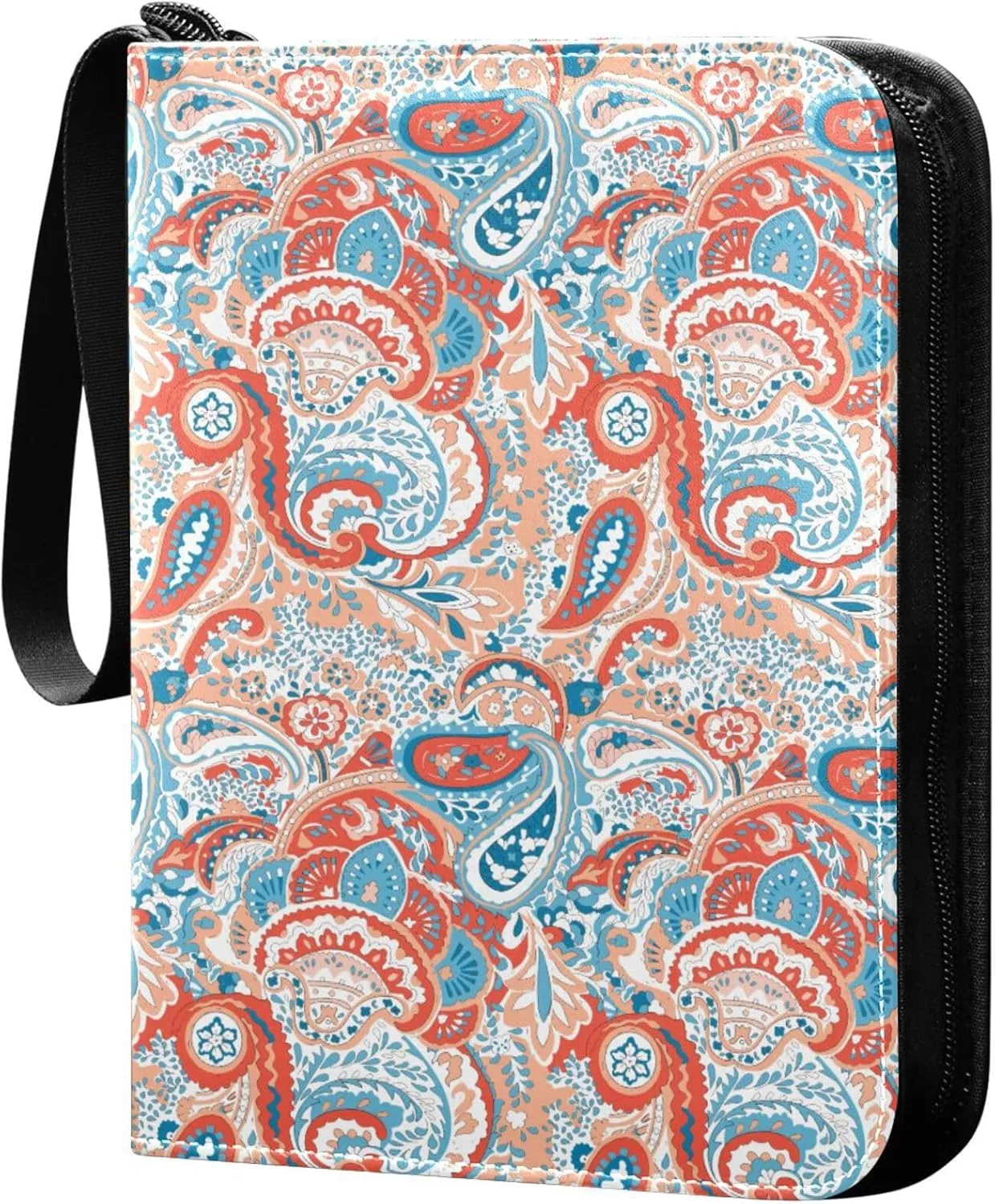 Exnundod Mandala Colorful Flowers Trading Card Binder for Cards, Mexican Card Album 4-Pockets for 400 Cards with Removable Sleeves PU Baseball Card Holder Football Sports Card Collection