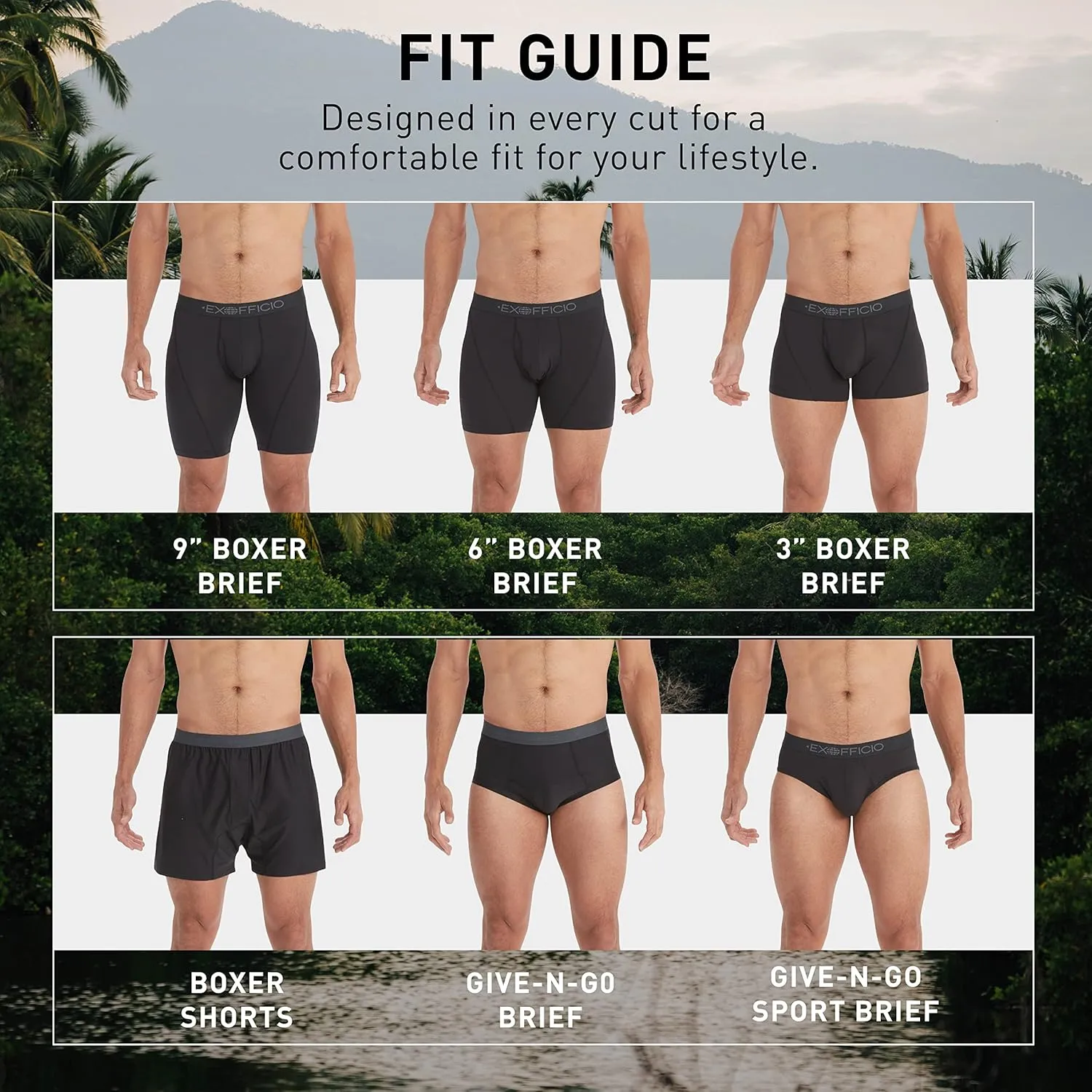 ExOfficio Men's Give-N-Go Sport 2.0 Boxer Brief 6 " Travel Underwear for Men, Breathable and Durable, Easy Clean