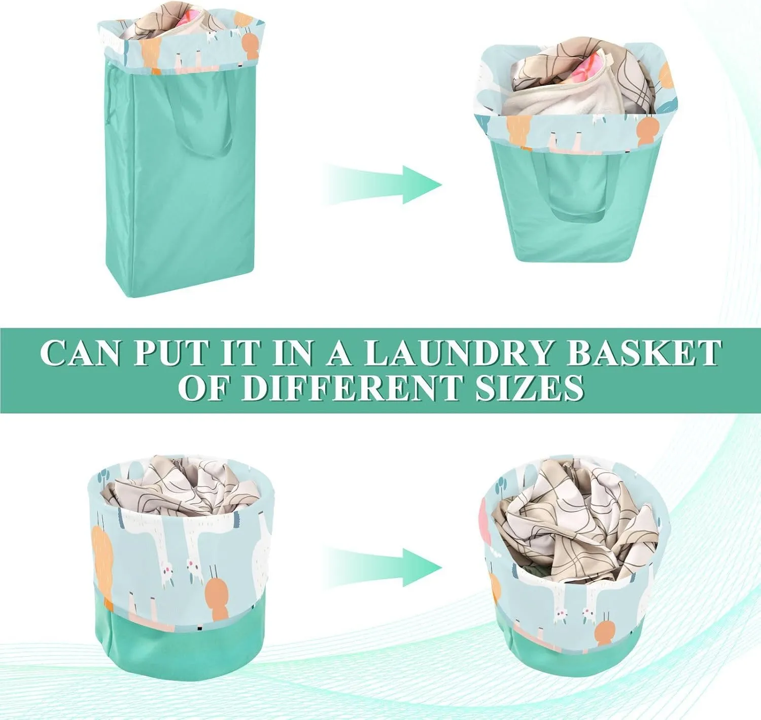 Extra Large Travel Laundry Bag And Mesh Laundry Bag, Rip-Stop Dirty Clothes Bag with Drawstring, Duty Travel Laundry Bag, Large Laundry Hamper Liner (24" x 36") Cute Alpaca (3) (1)