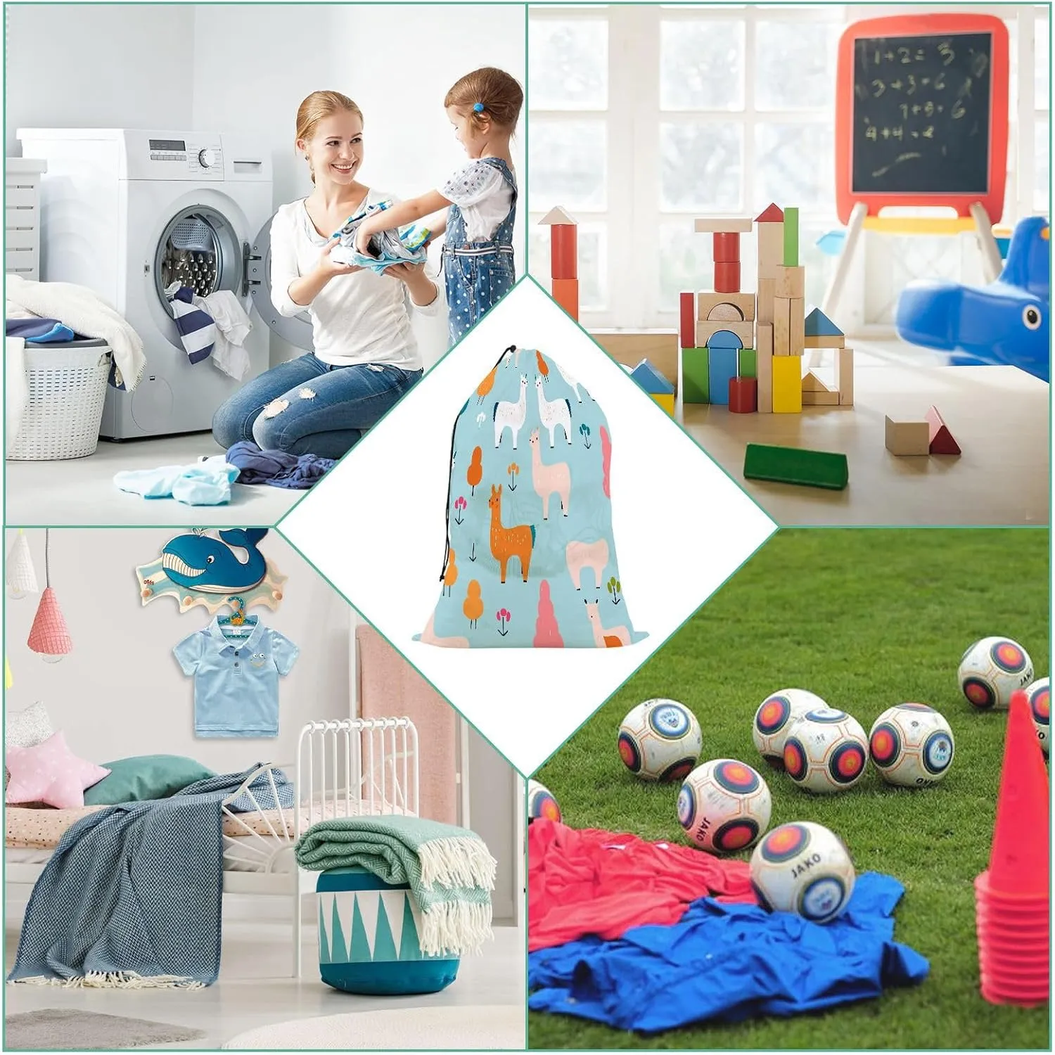 Extra Large Travel Laundry Bag And Mesh Laundry Bag, Rip-Stop Dirty Clothes Bag with Drawstring, Duty Travel Laundry Bag, Large Laundry Hamper Liner (24" x 36") Cute Alpaca (3) (1)