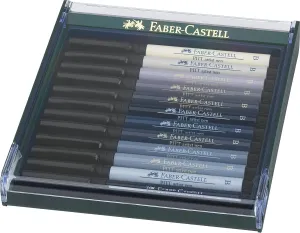 Faber-Castell PITT Artist Brush Pen Set of 12 Grey Colours In a Robust Workstation