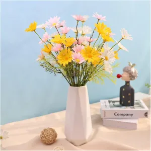 Fake Outdoor Flowers Artificial Flowers Fake Plant Chamomiles Small Daisy Fake Flower Spring Outing Home Living Room Decoration Artificial Plants Outdoor(A)