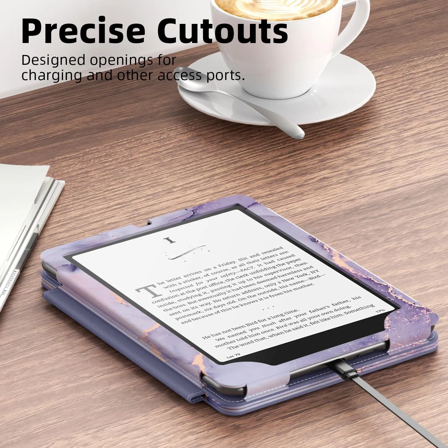 Famavala Slim Foldable Stand Case for 7" inch 2024 with Auto Wake/Sleep, Hand Strap; not fit for Noble Nook (Purple Marble)