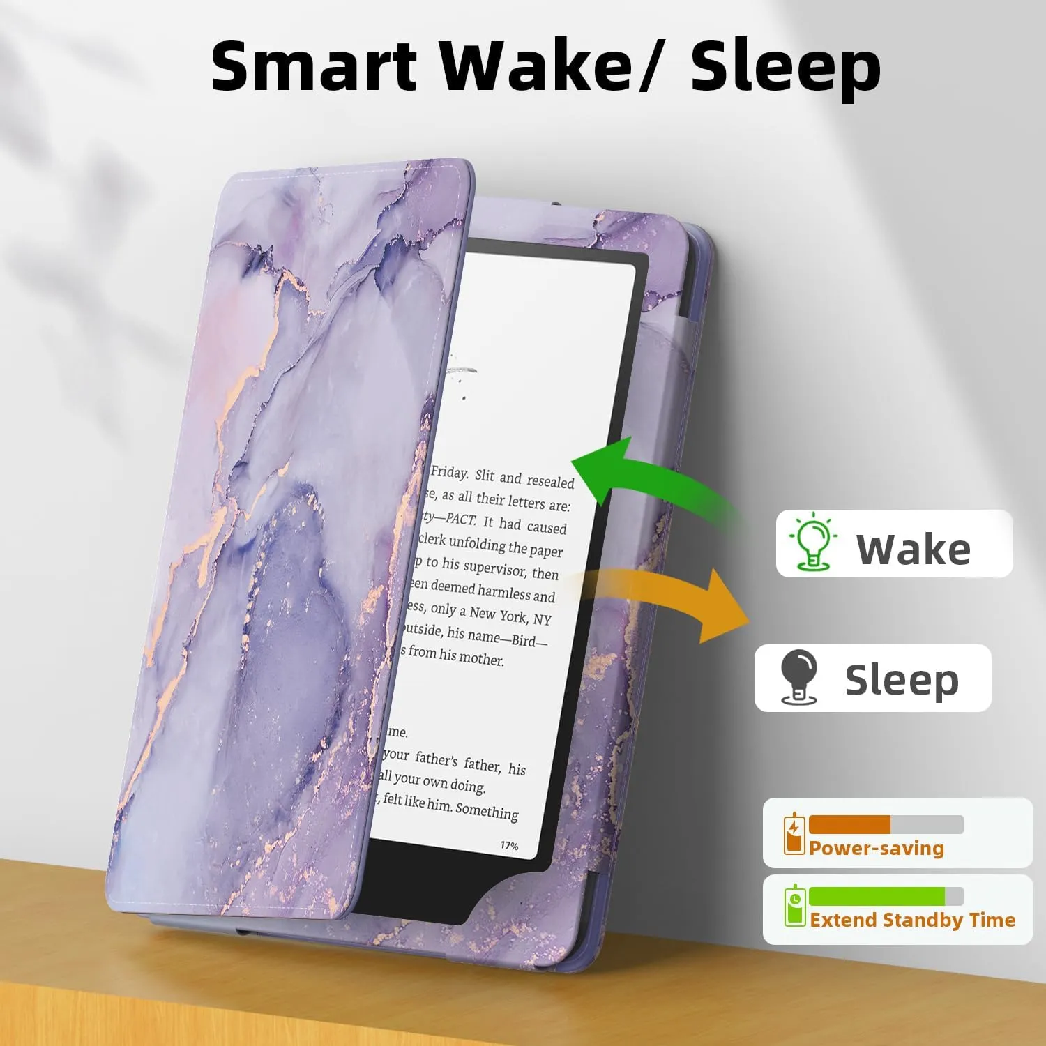 Famavala Slim Foldable Stand Case for 7" inch 2024 with Auto Wake/Sleep, Hand Strap; not fit for Noble Nook (Purple Marble)