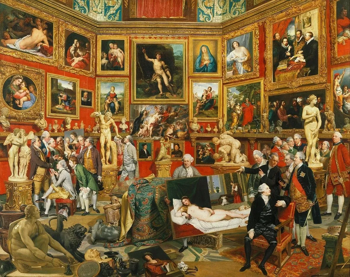 FANBUiHU Classic Art Canvas Picture Posters Art Decor Tribuna of the Uffizi by Johan Joseph Zoffany Oil Painting for Home Decor 60x90cm