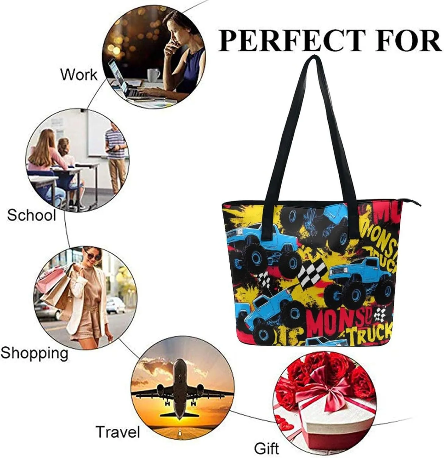 Fashion Leather Tote Bag Travel Work Daily Essentials Handbag Unisex Handbag