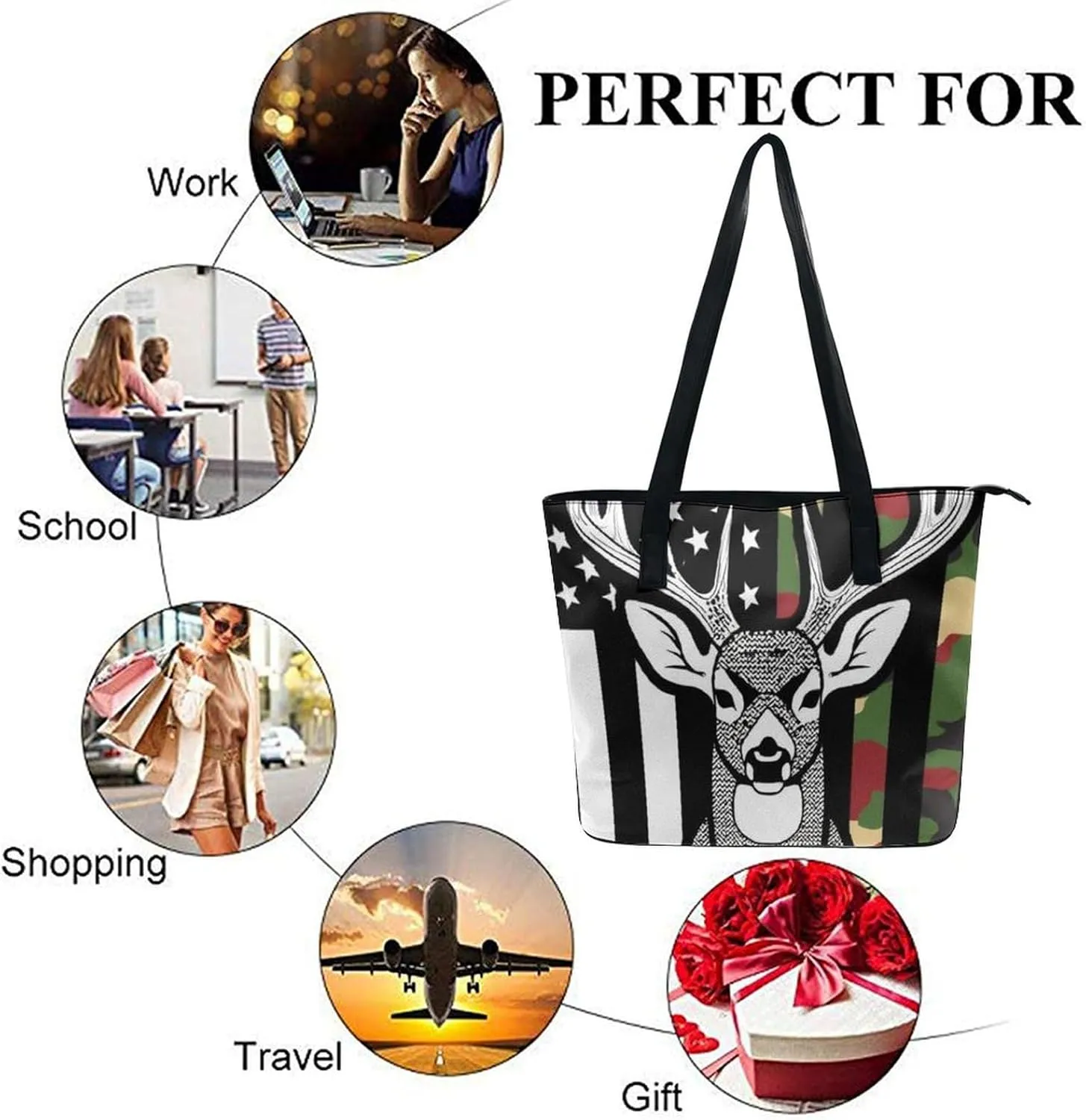 Fashion Leather Tote Bag Travel Work Daily Essentials Handbag Unisex Handbag