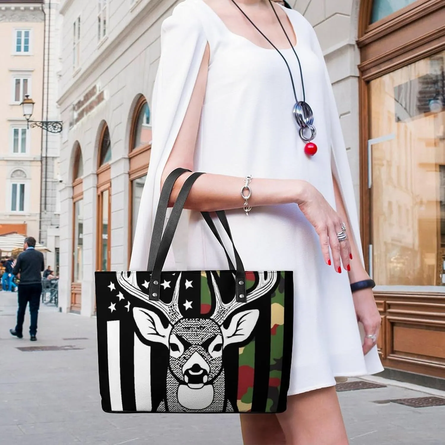 Fashion Leather Tote Bag Travel Work Daily Essentials Handbag Unisex Handbag