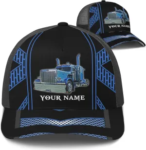 Fashion Trucker Mesh Trucker Hats Personalized Semi Truck and Leather Pattern Netback Cap for Truck Driver