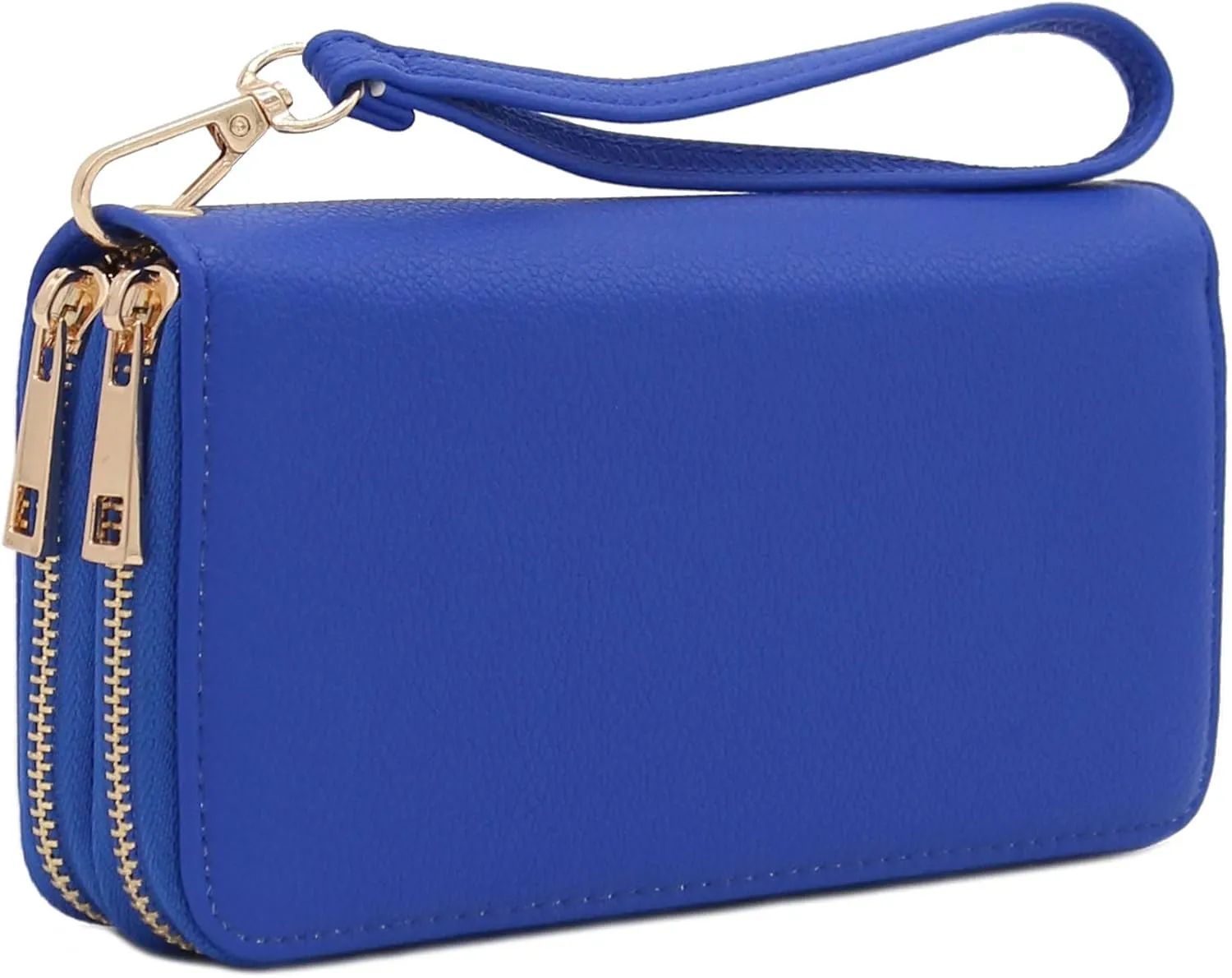 FashionPuzzle Double Zip Around PU Leather Wristlet Cell Phone Wallet