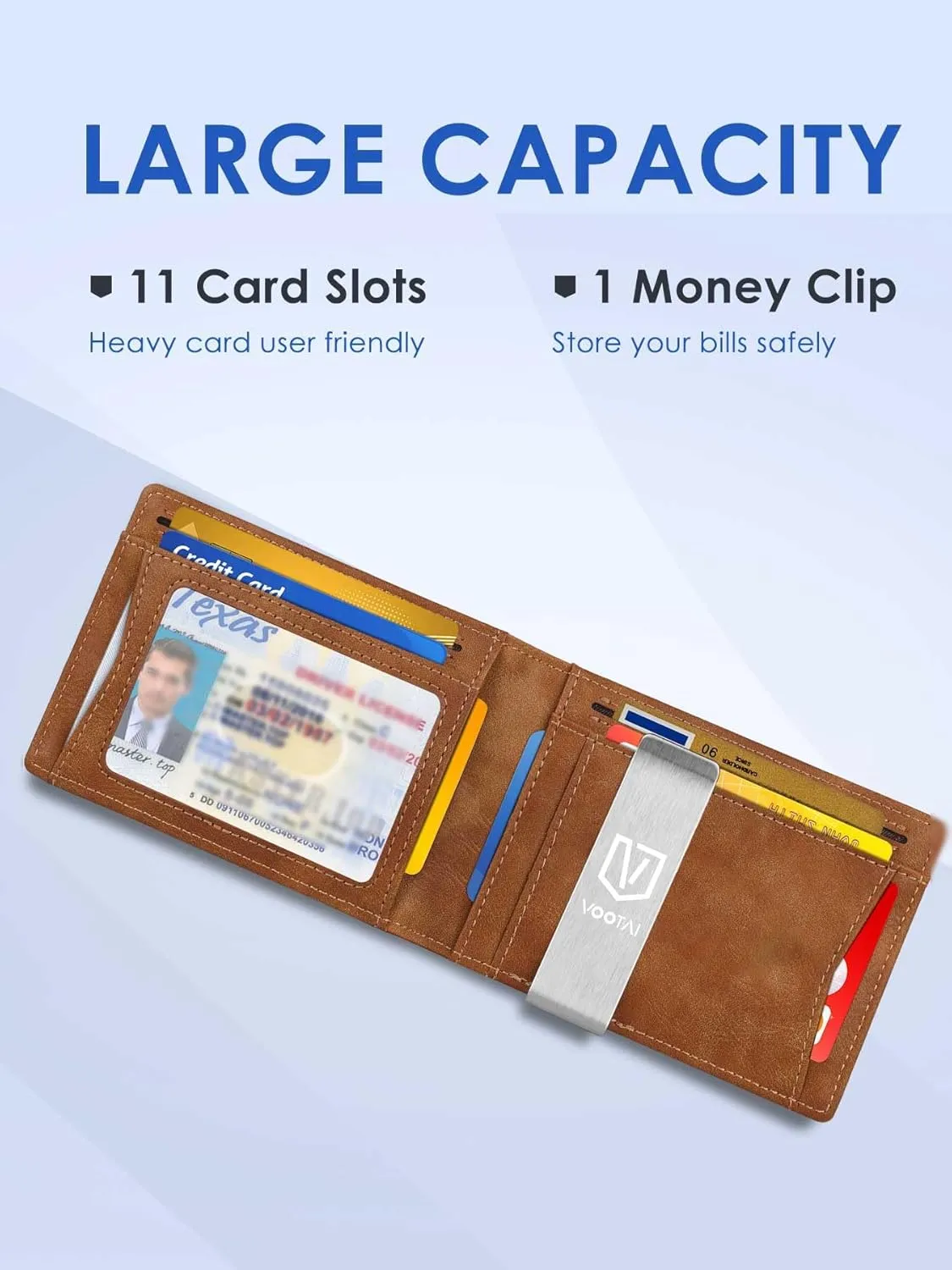 Father's Day Gifts for Dad Husband Boyfriend from Daughter Son Wife, Slim Wallet for Men with Money Clip RFID Blocking, Minimalist Thin Credit Card Holder with Gift Box