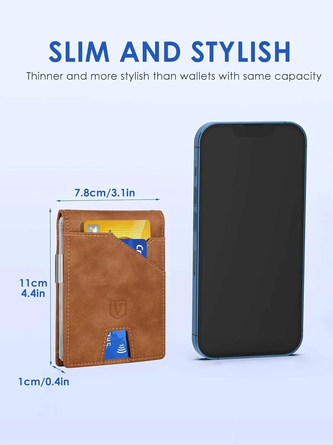 Father's Day Gifts for Dad Husband Boyfriend from Daughter Son Wife, Slim Wallet for Men with Money Clip RFID Blocking, Minimalist Thin Credit Card Holder with Gift Box