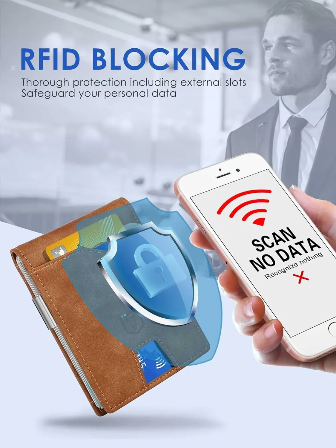 Father's Day Gifts for Dad Husband Boyfriend from Daughter Son Wife, Slim Wallet for Men with Money Clip RFID Blocking, Minimalist Thin Credit Card Holder with Gift Box