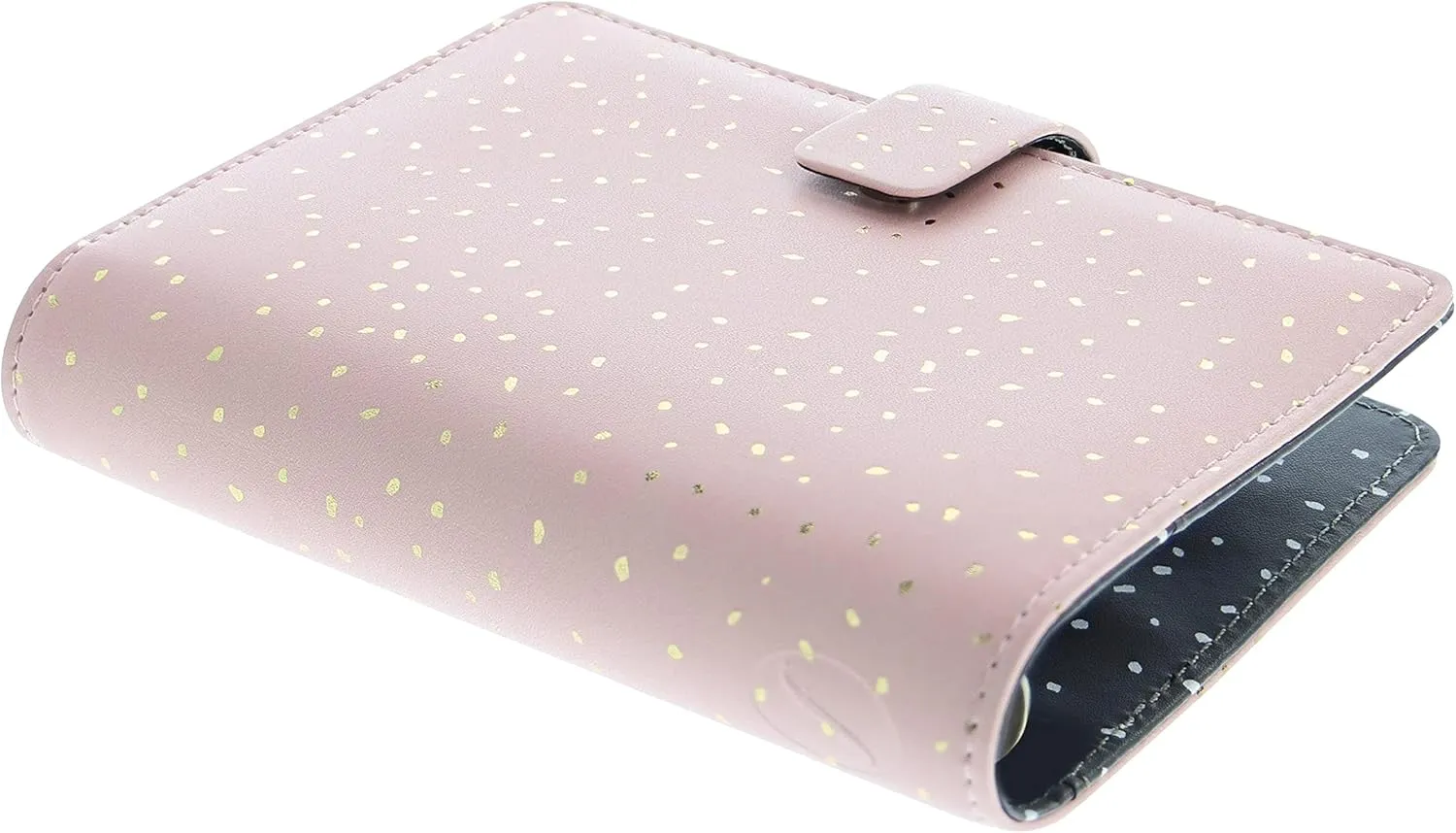 Filofax Confetti Organizer, Pocket Size, Rose Quartz - Leather-Look, Gold Foil Accents, Six Rings, Week-to-View Calendar Diary, Multilingual, 2025 (C028725-25)