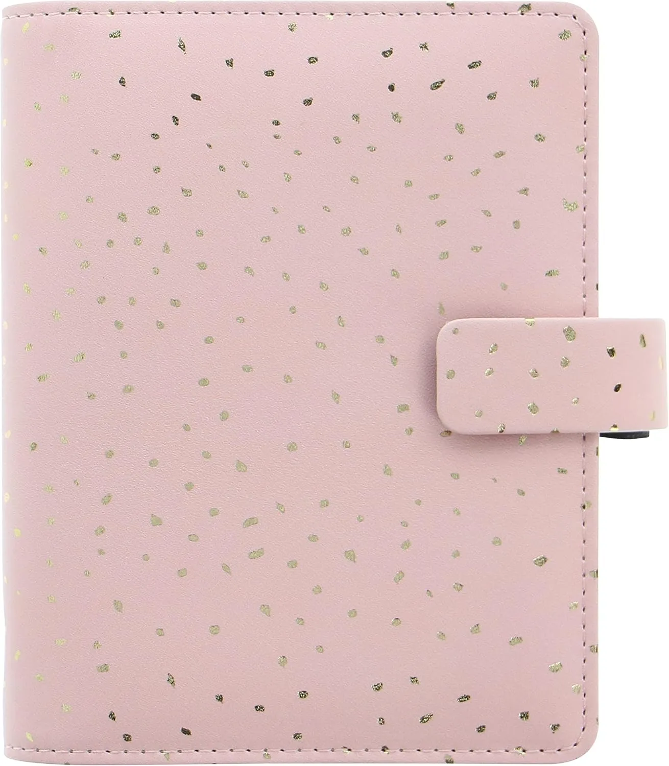 Filofax Confetti Organizer, Pocket Size, Rose Quartz - Leather-Look, Gold Foil Accents, Six Rings, Week-to-View Calendar Diary, Multilingual, 2025 (C028725-25)