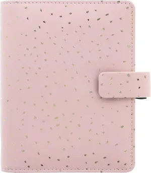 Filofax Confetti Organizer, Pocket Size, Rose Quartz - Leather-Look, Gold Foil Accents, Six Rings, Week-to-View Calendar Diary, Multilingual, 2025 (C028725-25)