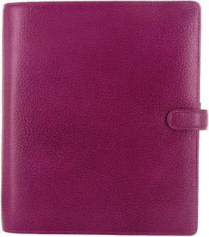 Filofax Finsbury Organizer, A5 Size, Raspberry - Traditional Grained Leather, Six Rings, Week-to-View Calendar Diary, Multilingual, 2025 (C025371-25)