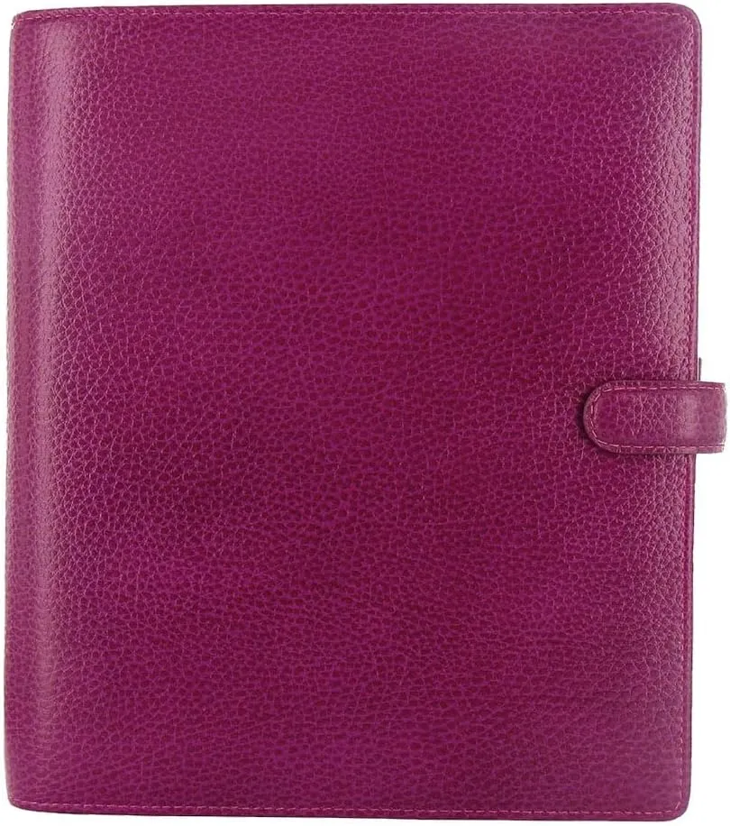Filofax Finsbury Organizer, A5 Size, Raspberry - Traditional Grained Leather, Six Rings, Week-to-View Calendar Diary, Multilingual, 2025 (C025371-25)
