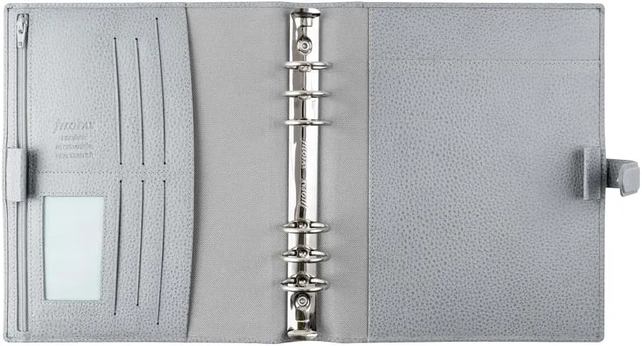 Filofax Finsbury Organizer, A5 Size, Slate Grey - Traditional Grained Leather, Six Rings, Week-to-View Calendar Diary, Multilingual, 2025 (C029506-25)