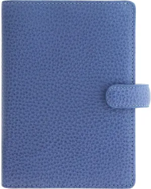 Filofax Finsbury Organizer, Mini Size, Vista Blue - Traditional Grained Leather, Five Rings, Week-to-View Calendar Diary, Multilingual, 2025 (C029504-25)