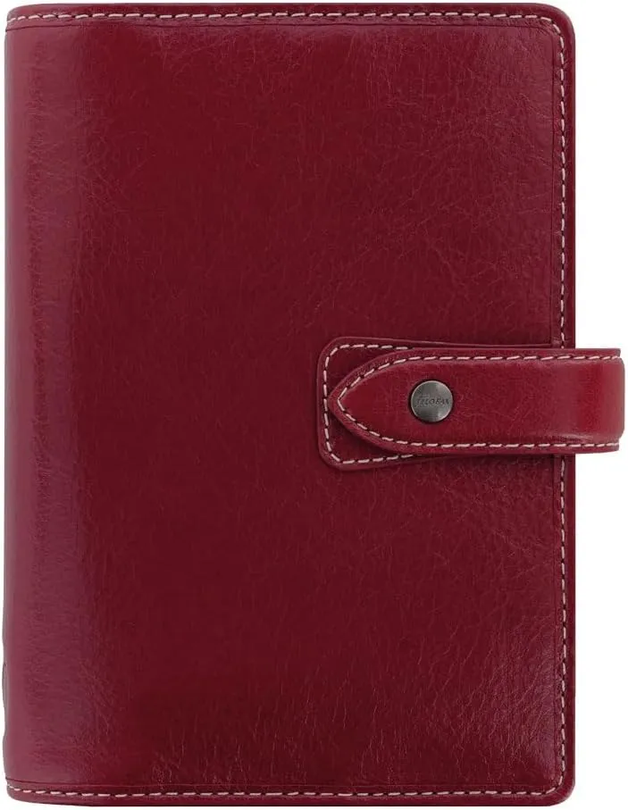 Filofax Malden Organizer, Personal Size, Burgundy - Tactile, Full-Grain Buffalo Leather, Six Rings, Cotton Cream Week-to-View Calendar Diary, Multilingual, 2025 (C021704-25)