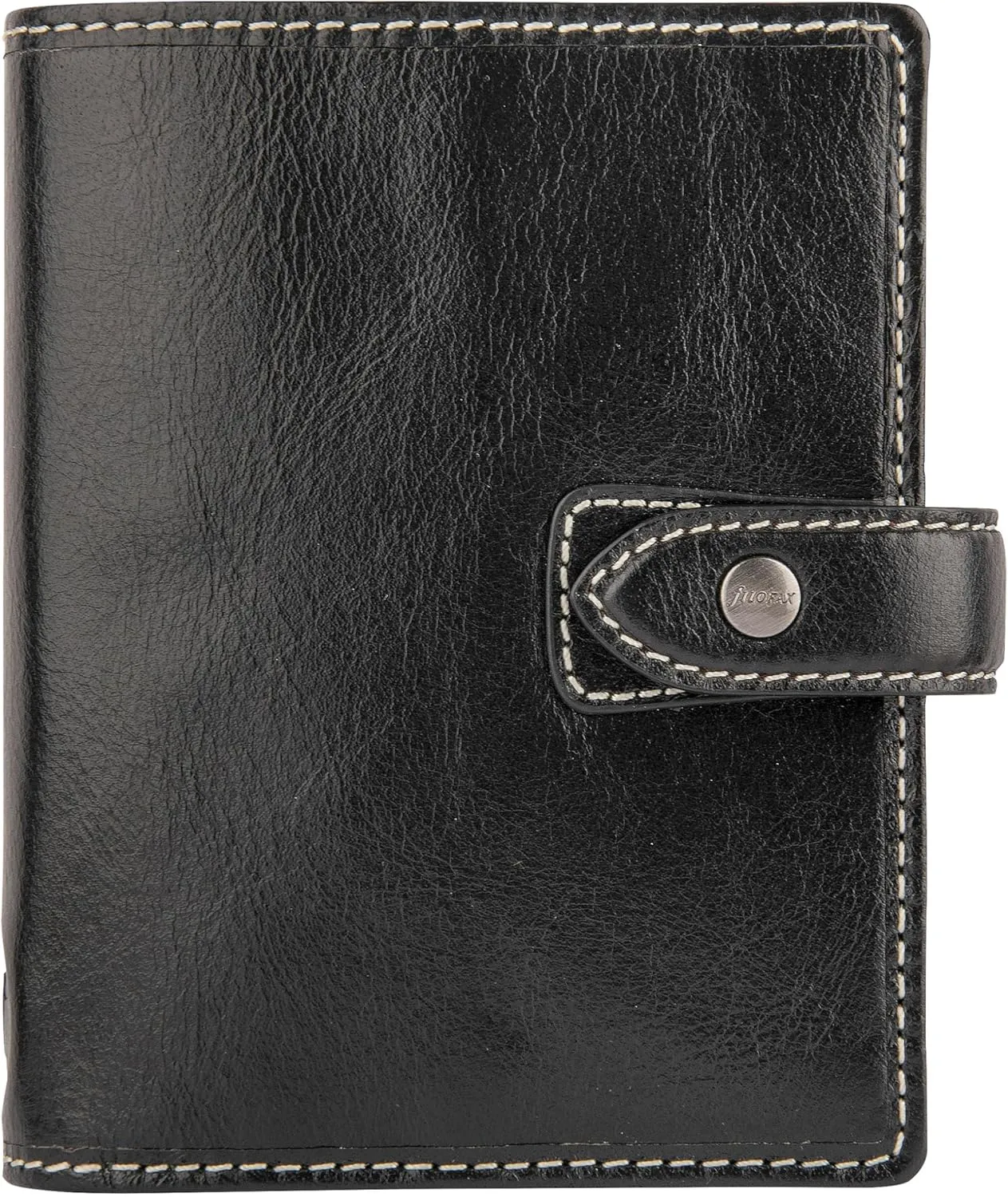Filofax Malden Organizer, Pocket Size, Black - Tactile, Full-Grain Buffalo Leather, Six Rings, Cotton Cream Week-to-View Calendar Diary, Multilingual, 2025 (C028627-25)