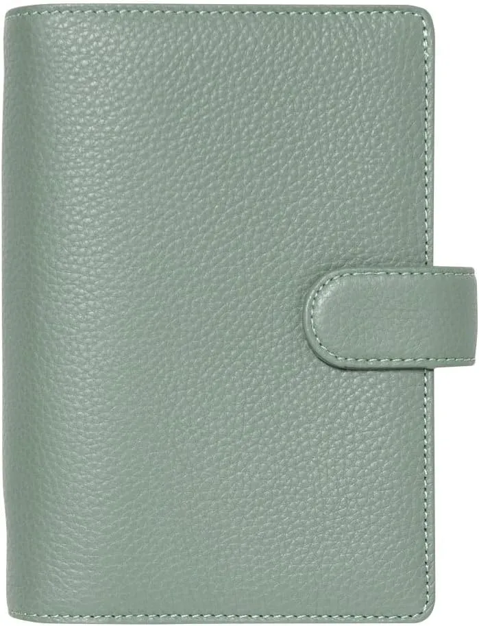 Filofax Norfolk Organizer, Personal Size, Sage - Soft, Full-Grain Leather, Six Rings, Week-to-View Calendar Diary, Multilingual, 2025 (C022636-25)