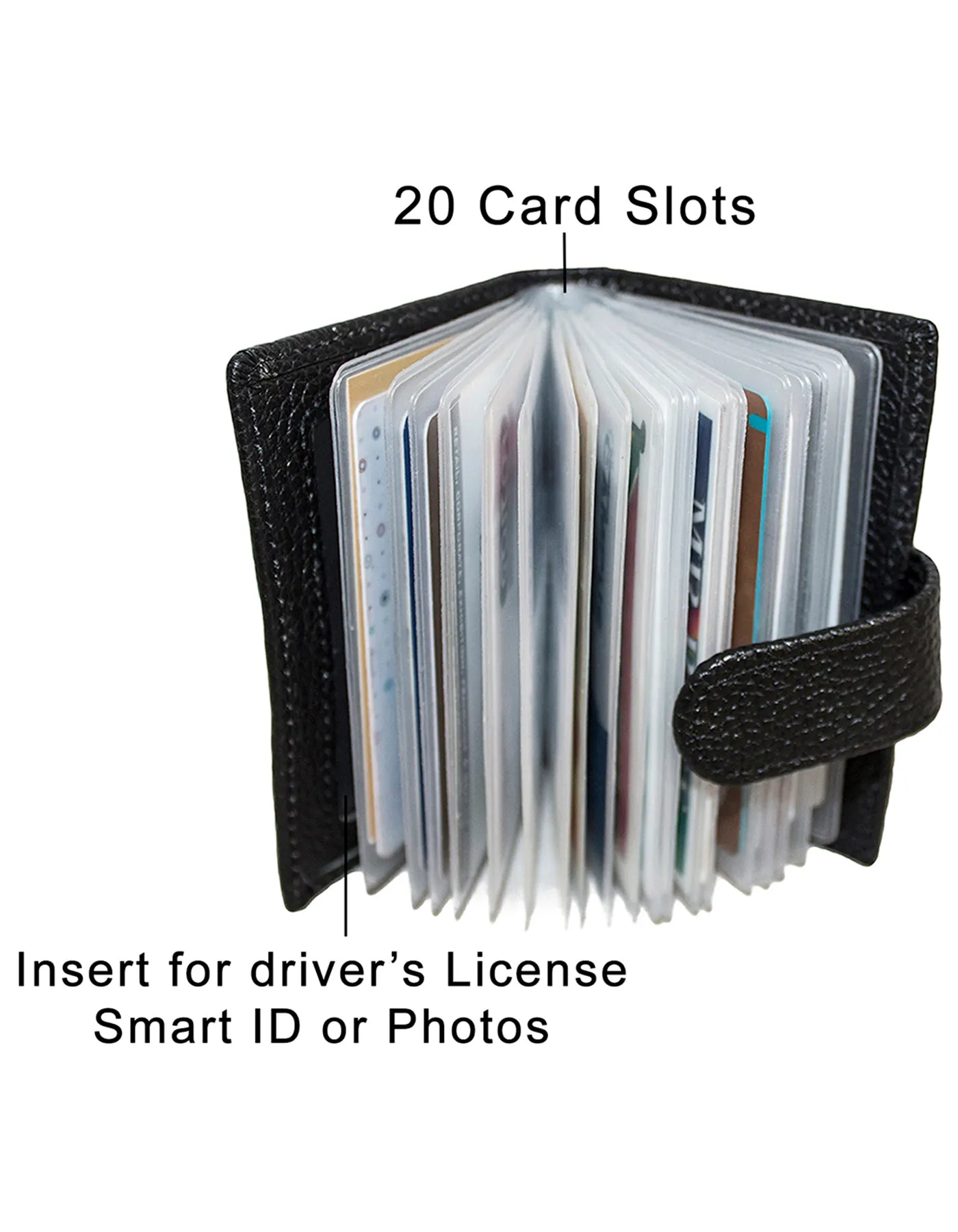 Fino DWS-800 Unisex Genuine Leather Card Holder with Box - Black
