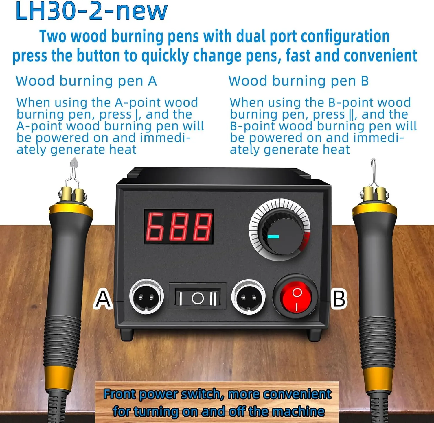 FIRElood LH30 Wood Burning Kit, Digitally Adjustable Temperature Wood Burner Pen Kit, Wood Burning Tool, Professional Wood Burner Tool Kit for Adults and Beginners Craft (LH30-2 New)