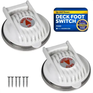 Five Oceans Boat Anchor Windlass Foot Switch, Up/Down, 12-24VDC, 5A, IP66 Waterproof, White Housing, Stainless Steel Trim - FO4846