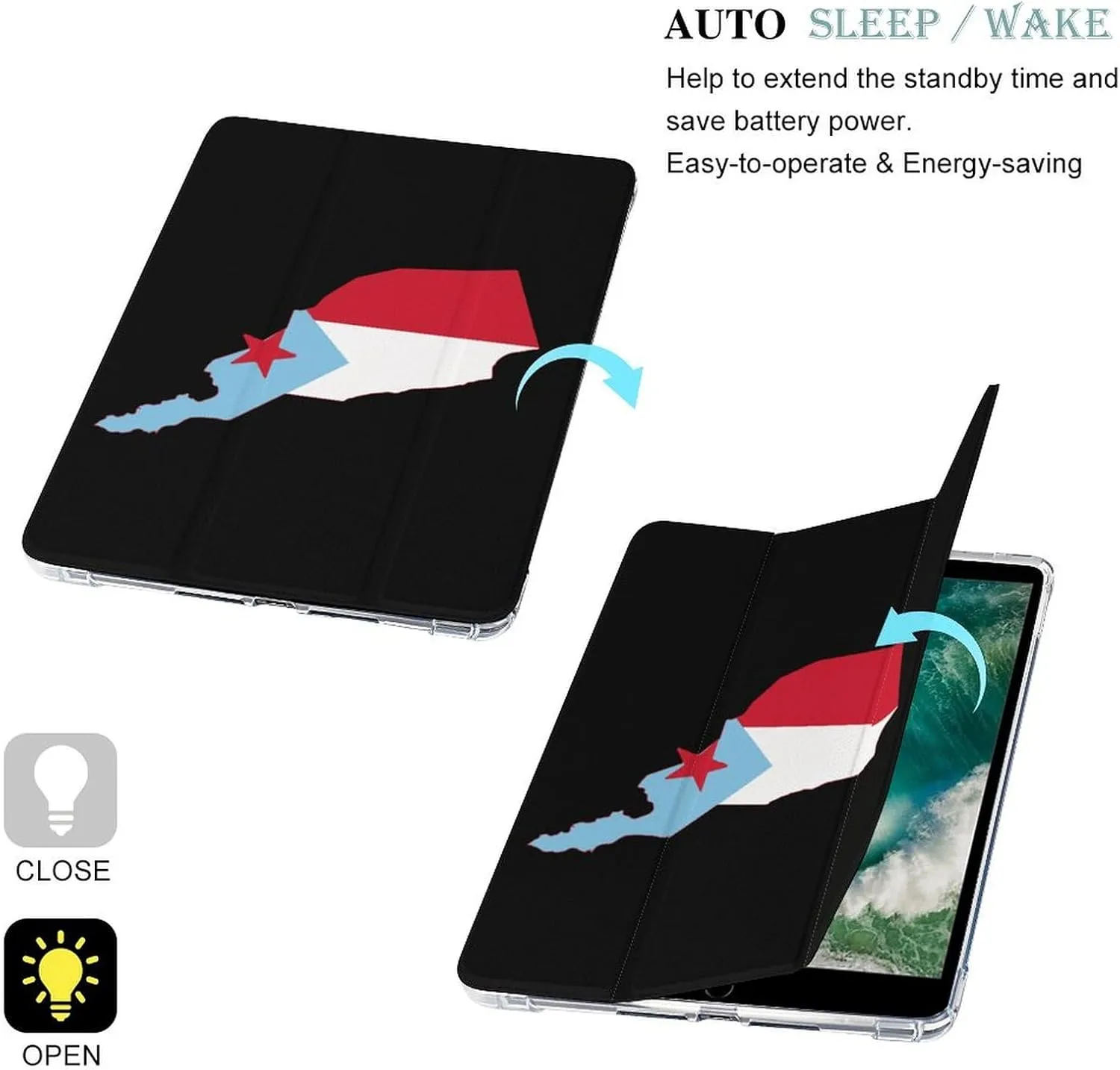 Flag Map of South Yemen Protective Case with Soft Silicone Back Smart Stand Case Cover with Pencil Holder Compatible with IPAD 2017/2018/Air1/Air2 (9.7in)