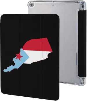Flag Map of South Yemen Protective Case with Soft Silicone Back Smart Stand Case Cover with Pencil Holder Compatible with IPAD 2017/2018/Air1/Air2 (9.7in)