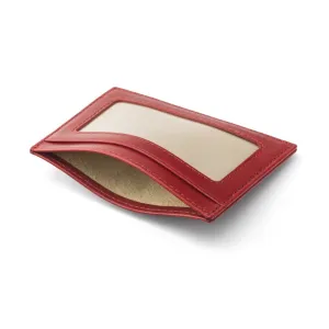 Flat Leather Credit Card Wallet With ID Window - Red