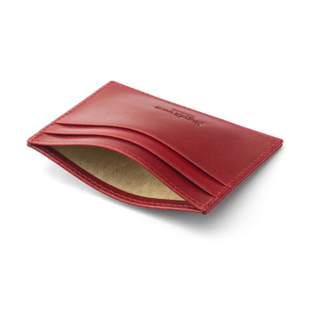 Flat Leather Credit Card Wallet With ID Window - Red