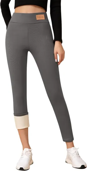 Fleece Lined Leggings Women Tummy Control Winter Warm Yoga Pants Casual Comfy Thick High Waisted Thermal Pants