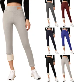Fleece Lined Leggings Women Tummy Control Winter Warm Yoga Pants Casual Comfy Thick High Waisted Thermal Pants