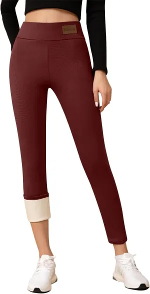 Fleece Lined Leggings Women Tummy Control Winter Warm Yoga Pants Casual Comfy Thick High Waisted Thermal Pants