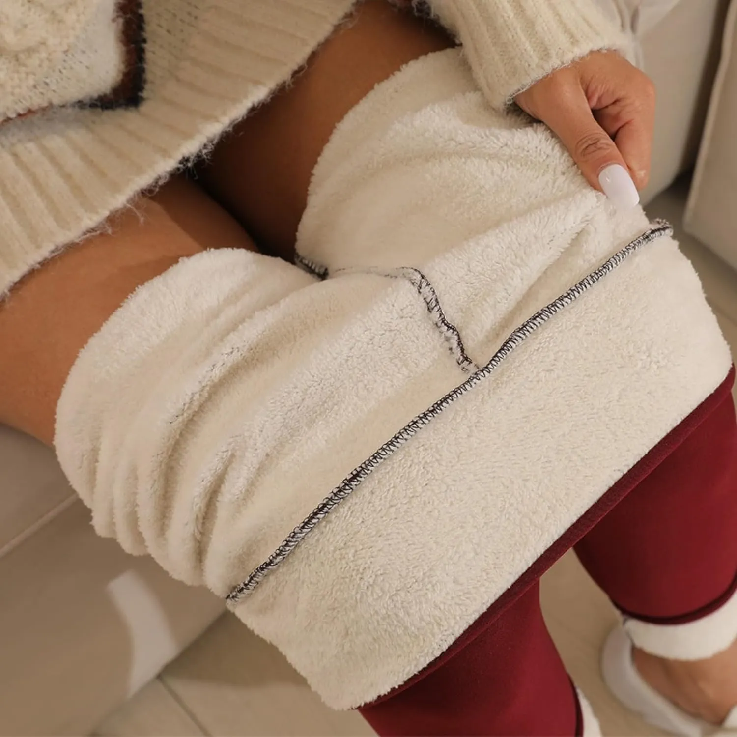 Fleece Lined Leggings Women Tummy Control Winter Warm Yoga Pants Casual Comfy Thick High Waisted Thermal Pants