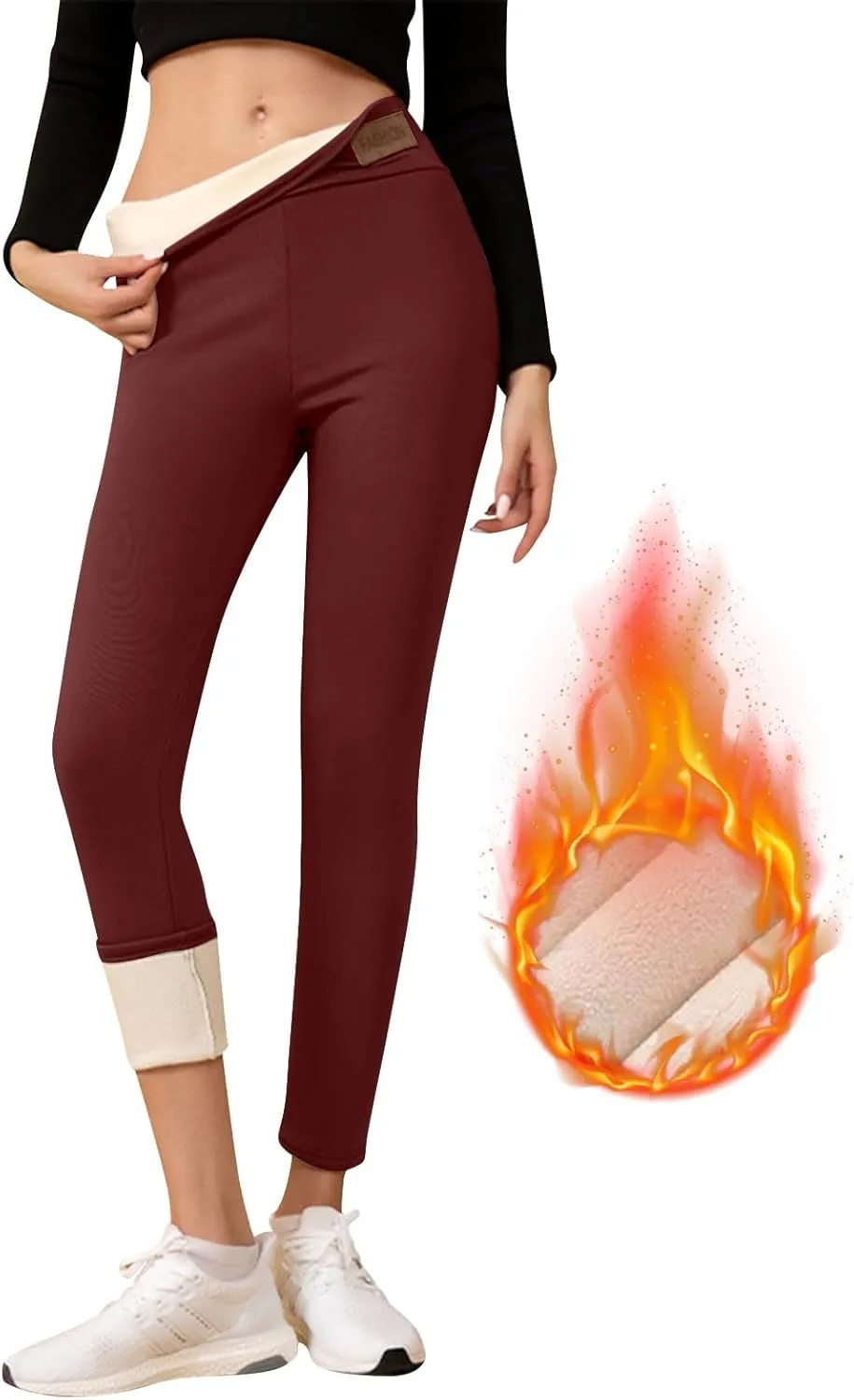 Fleece Lined Leggings Women Tummy Control Winter Warm Yoga Pants Casual Comfy Thick High Waisted Thermal Pants