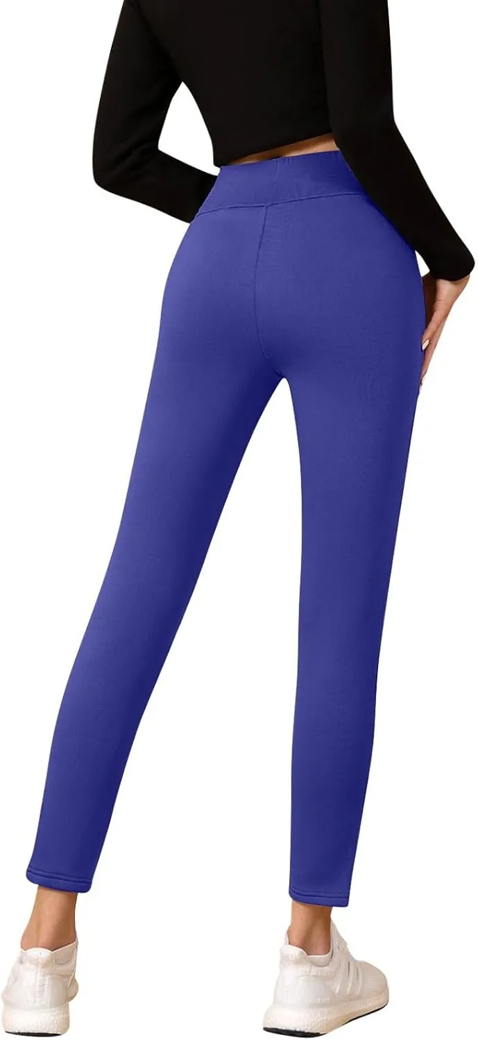 Fleece Lined Leggings Women Tummy Control Winter Warm Yoga Pants Casual Comfy Thick High Waisted Thermal Pants