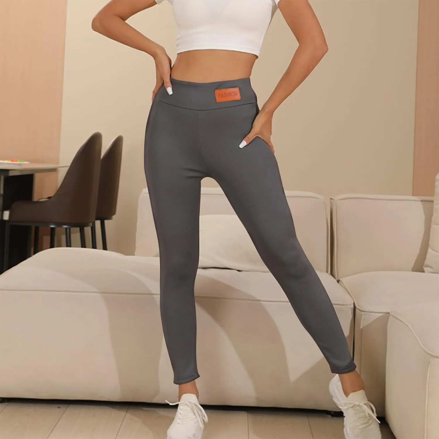 Fleece Lined Leggings Women Tummy Control Winter Warm Yoga Pants Casual Comfy Thick High Waisted Thermal Pants