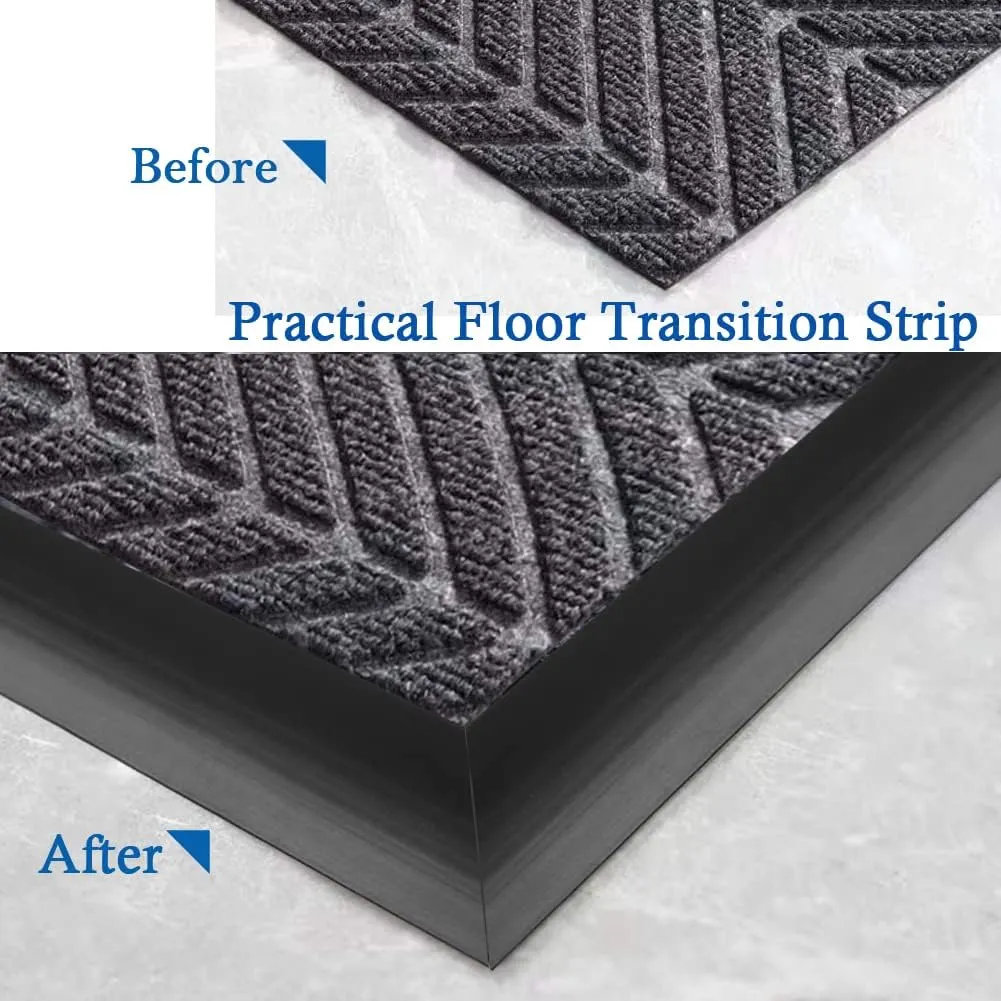 Floor Transition Strip Self Adhesive Carpet & Flooring Transitions Edging Trim Strip PVC Threshold Transitions Suitable for Threshold Height Less Than 5mm (10Ft, Black)