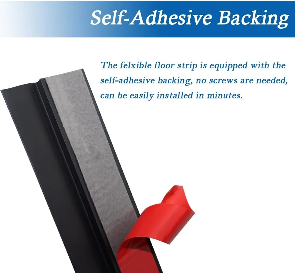 Floor Transition Strip Self Adhesive Carpet & Flooring Transitions Edging Trim Strip PVC Threshold Transitions Suitable for Threshold Height Less Than 5mm (10Ft, Black)