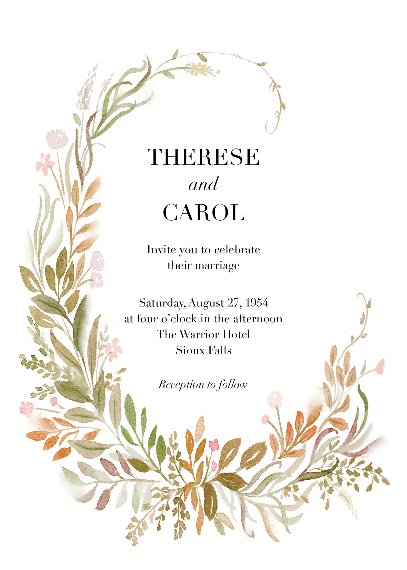 Floral Arc Wedding Invitation