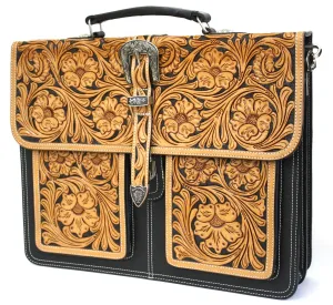 Floral Two Tone Leather Briefcase